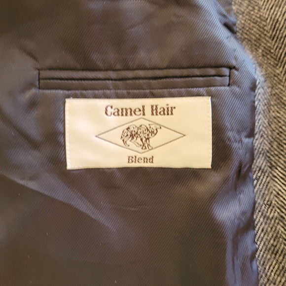 Bert Pulitzer Blazer Jacket Mens 46 R Gray Herringbone Wool Camel Hair Academia - Picture 15 of 15